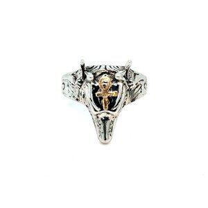Animal Head with Gold Cross Ring